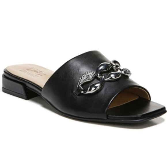 NATURALIZER Angie Womens Leather Square Toe Slide Sandals In Black - Picture 1 of 7
